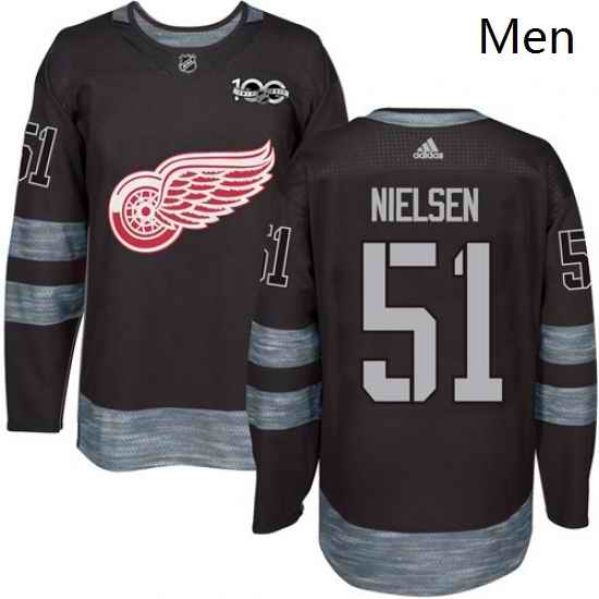 Mens Adidas Detroit Red Wings 51 Frans Nielsen Authentic Black 1917 2017 100th Anniversary NHL Jersey